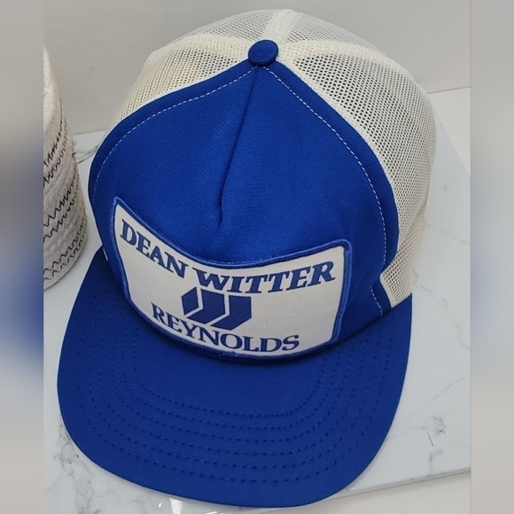 vintage 90s | white blue retro adjustable trucker snapback hat | unisex - Picture 3 of 9